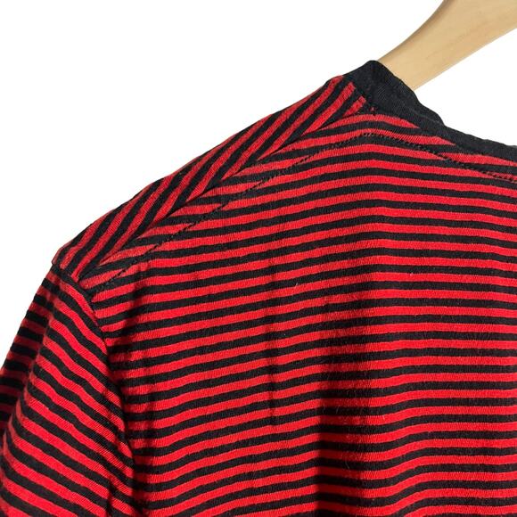 Zadig Voltaire Linen Cotton Red Black Striped Crewneck T-Shirt Size S - Picture 7 of 10